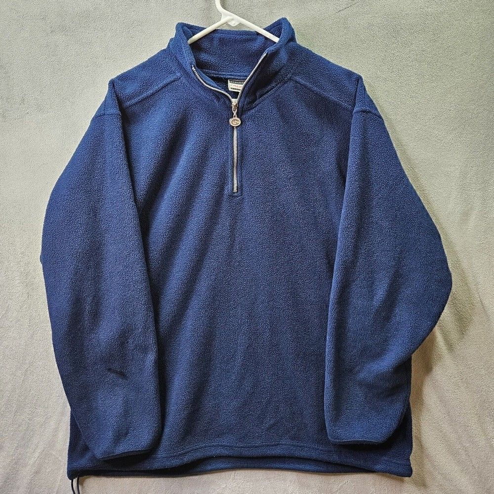 Champs Sports Sweater Mens Large Blue Fleece 1/4 Zip Pullover Jacket